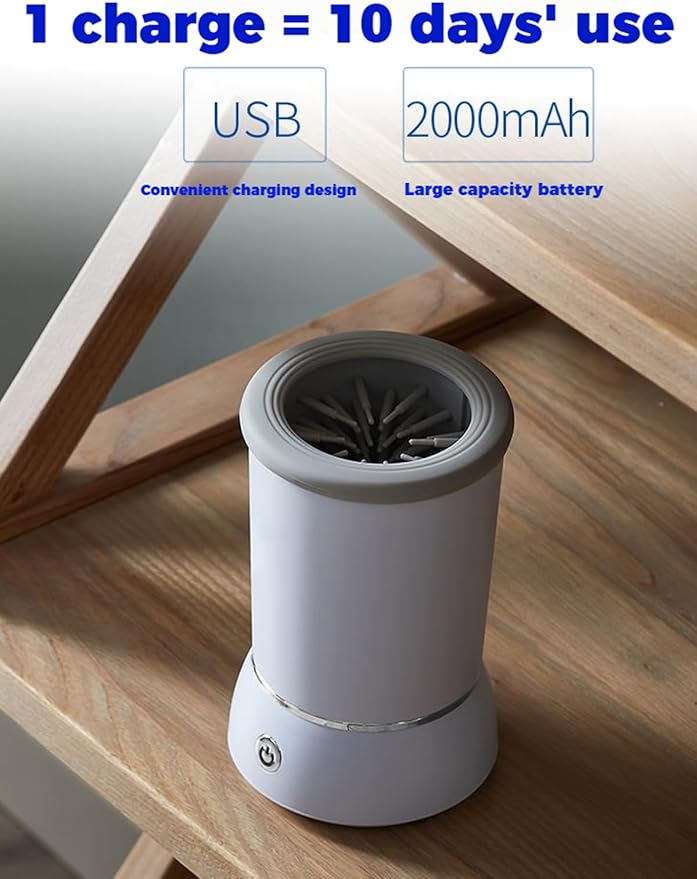 Automatic Dog Paw Cleaner Cup, Electric Dog Paw Washer with Soft Silicone Bristles, USB Rechargeable, 2-Speed Rotation, Easy Clean Paw Wash for Dogs (White)