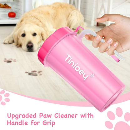 Paw Cleaner with Handle for Large Dogs and Pets | Muddy Feet Washer for Dogs' Paws (Red)