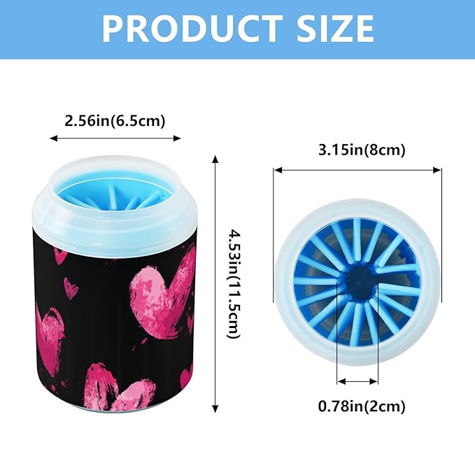 Dog Paw Cleaner Mudbuster Dog Foot Washer for Small Medium Large Dogs Cats Premium Pet Supplies Brush Stroke Valentine Hearts
