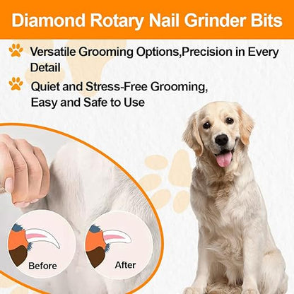 Diamond Rotary Pet Nail Grinder Bits Dog Nail Grinder Replacement Head -2PCS 1/8" Replacement Grinder Wheel for Animals Nail Care(A)