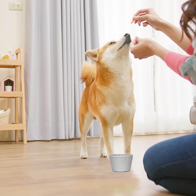 Silicone Lick Bowl for Dogs ，Freeze Bowl for Dogs with Suction Cups for Dog Anxiety Relief,nteractive Dog Puzzle (Grey)