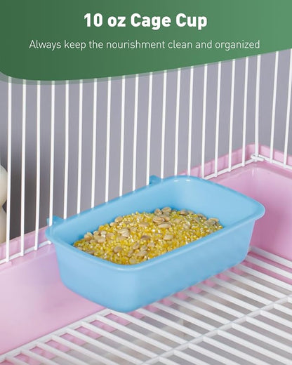 Pawfly 4 Pcs Cage Cups Hanging Plastic Bird Cage Feeders with Hooks 10 oz Rabbit Feeders for Cages Rabbit Food Bowls Waterers Bunny Cage Feeding Dishes for Small Pets Parrots Hamsters Guinea Pigs