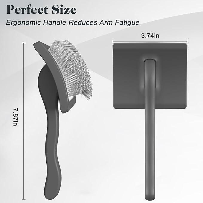 2PCS Slicker Brush for Dogs & Pet Comb,Professional Dog Grooming Brush (Goldendoodles,Poodles,Labradoodles) with Extra Long Pins to Effectively Remove Tangles, Knots and Mats (Grey, Large)