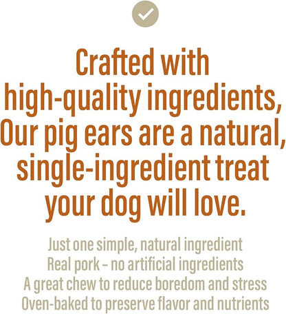 Chewer's Joy Pig Ears for Dogs – 12 Count – Natural Chew Treats – Long-Lasting, Single Ingredient, Oven-Baked – Great for Dental Health and Stress Relief