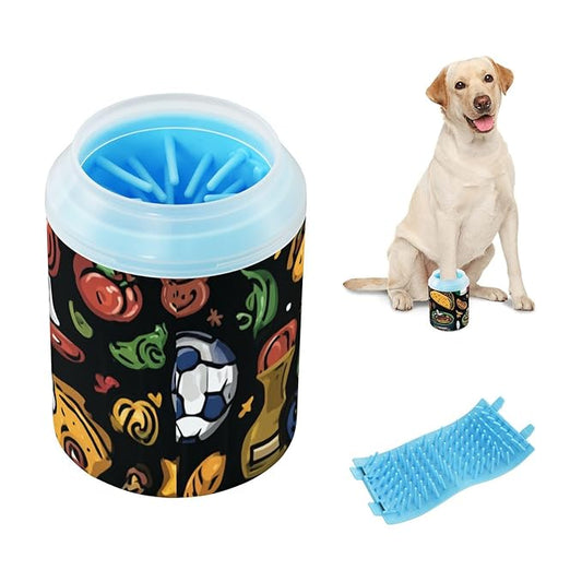 Dog Paw Cleaner Cups for Dogs Pet Foot Washer Paw Scrubber for Medium Small Dogs Cats Cleaning Cup Mexican Soccer Food