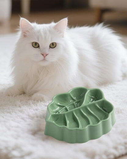 Slow Feeder Dog Bowl, 0.44 Cups Ceramic Dog Food Dish for Fast Eaters Small Breed, Puzzle Bowl for Small Dogs and Cats(Green)