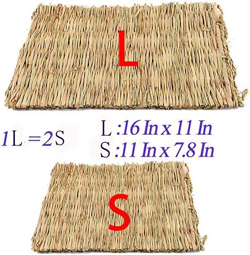 Grass Mat Woven Bed Mat for Small Animal 3PCS Large Bunny Bedding Nest Chew Toy Bed Play Toy for Guinea Pig Parrot Rabbit Bunny Hamster Rat