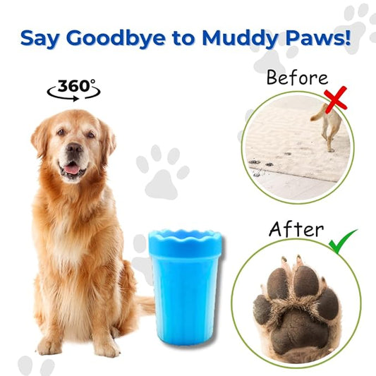 Portable Dog Paw Cleaner - Premium Quality, Eco-Friendly Silicone, Blue, Medium + Large Size for Pet Supplies and Accessories (Blue)
