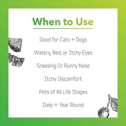 InClover Natural Dog and Cat Allergy Relief Supplement with Turmeric, Mangosteen, and Bromelain - for Pets with Seasonal or Environmental Allergies. Supports Immunity and Maintains Histamine Levels