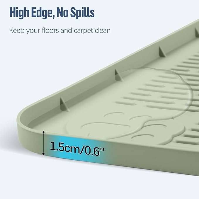 Pee Pad Holder for Dogs, 34" x 22" Silicone Pee Tray Mat Leak-Proof, High Edge, No Spill Pet Pad Holder for Puppy, Cat, Rabbit, Training Pads for Floor Protection, No Pee Pads (Green)