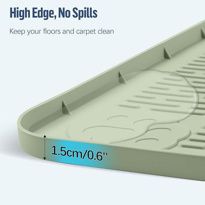 Pee Pad Holder for Dogs, 34" x 22" Silicone Pee Tray Mat Leak-Proof, High Edge, No Spill Pet Pad Holder for Puppy, Cat, Rabbit, Training Pads for Floor Protection, No Pee Pads (Green)