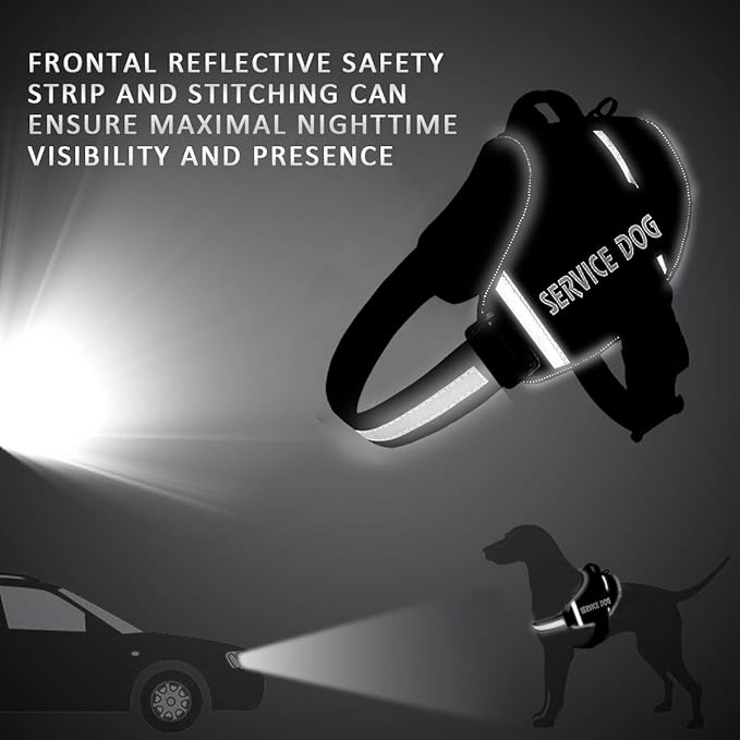 JSXD Dog Harness,No-Pull Service Dog Harness with Handle Adjustable Outdoor Pet Dog Vest 4M Reflective Nylon Material Vest for Breeds,Easy Control for Small Medium Large Dogs