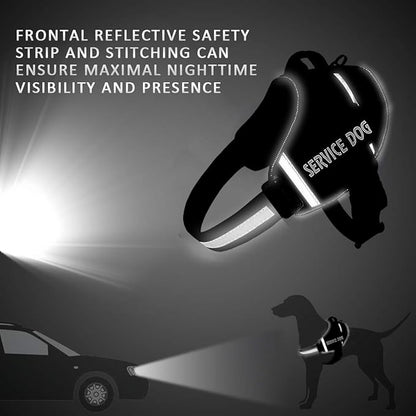 JSXD Dog Harness,No-Pull Service Dog Harness with Handle Adjustable Outdoor Pet Dog Vest 4M Reflective Nylon Material Vest for Breeds,Easy Control for Small Medium Large Dogs