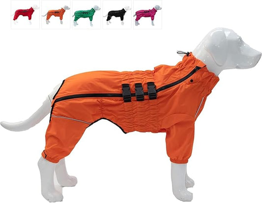 Dogs Waterproof Jacket, Lightweight Waterproof Jacket Reflective Safety Dog Raincoat Windproof Snow-Proof Dog Vest for Corgis Dachshund Small Medium Large Dogs Orange D-M