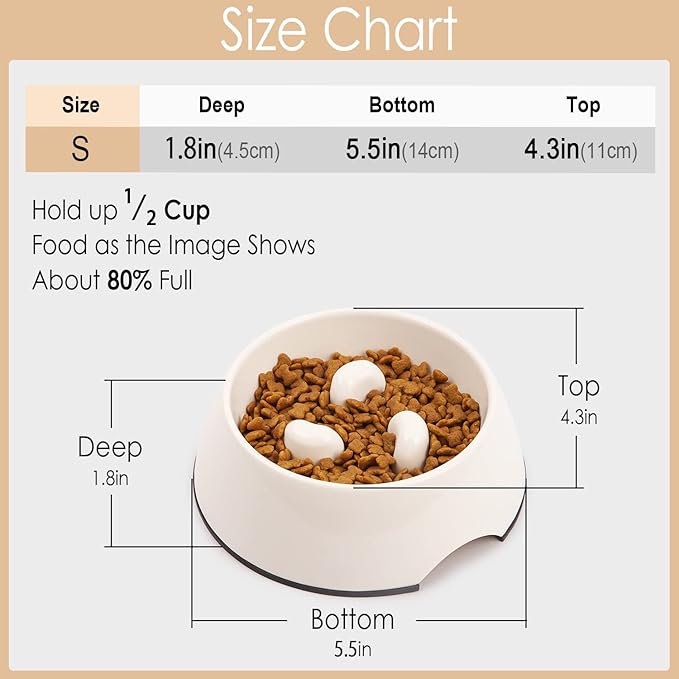 SUPERDESIGN Slow Feeder Dog Bowl Cat Bowl 1/2 Cup Slow Feeding Dog Bowl for Small Medium Breed Anti Gulping Healthy Eating Interactive Bloat Stop Alternative Non Slip Puzzle Dog Food Bowl, Blue