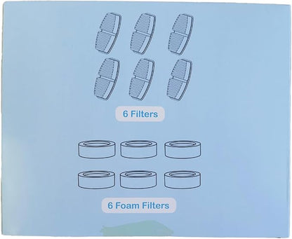Cat Water Fountain Filters: 12 Cat Fountain Replacement Filter for FOFNON Pet Water Fountain - 3 Months Set of Pet Fountains Filter - Including 6 Pieces Filters + 6 Pieces Sponges