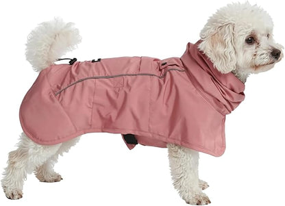 Spark Paws Dog Raincoat, Waterproof Windproof Rain Jacket, for Small Medium Large Extra Large Dogs, Reflective Breathable Full-Body Coverage Dry Suit - Sea Pink, S