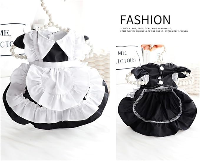 Elegant Princess Lace Dress Tutu Queen Style with Bowknot for Small, Extra Small Dog Teddy, Pug, Chihuahua, Shih Tzu, Yorkshire Terriers M-Black S
