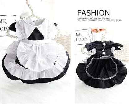 Elegant Princess Lace Dress Tutu Queen Style with Bowknot for Small, Extra Small Dog Teddy, Pug, Chihuahua, Shih Tzu, Yorkshire Terriers M-Black S
