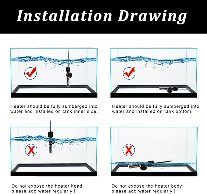 PULACO 50 Watt Small Aquarium Betta Heater for 1-10 Gallon Tank