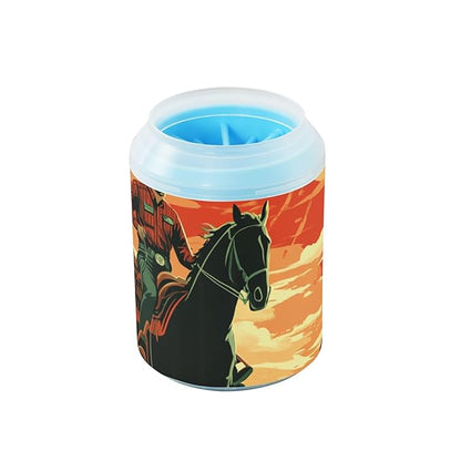Dog Paw Cleaner Cups for Dogs Pets Foot Washer Paw Scrubber for Medium Small Dogs Cats Cleaning Cup Orange Sky Cowboy Cactus