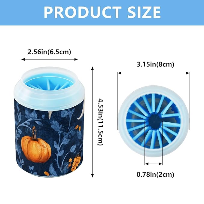 Dog Paw Cleaner Mudbuster Dog Foot Washer for Small Medium Large Dogs Cats Premium Pet Supplies Halloween Ghosts Pumpkins Blue