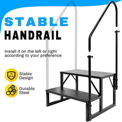 RV Step Stool, 2 Step Ladder, Hot Tub Steps with 2 Handrails, Heavy Duty Ladder Shelf Bookcase, 5th Wheel RV Mobile Home Stairs for Camper/Porch/SPA Pool/Pet Stairs(1 Pack)