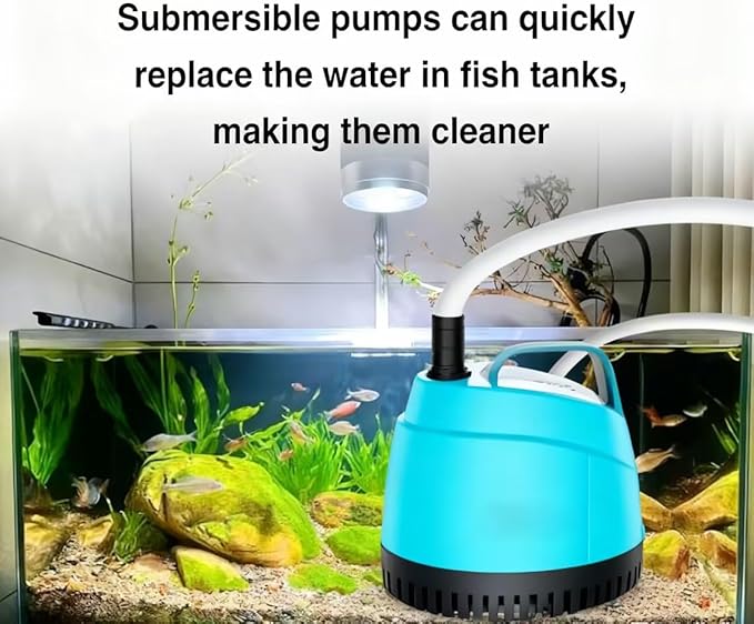 210GPH Ultra Quiet Bottom Suction Submersible Water Pump (780L/H, 15W) with 2 Nozzles,5.6ft High Head,Suitable for Aquariums,Fish Tanks,Pond Fountains,Hydroponic Green and Indoor Fountains