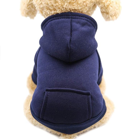 Idepet Pet Dog Hoodies Dog Clothes for Small Dogs Vest Chihuahua Clothes Warm Coat Jacket Autumn Puppy Outfits Cats Dogs Clothing(M, NavyBlue)