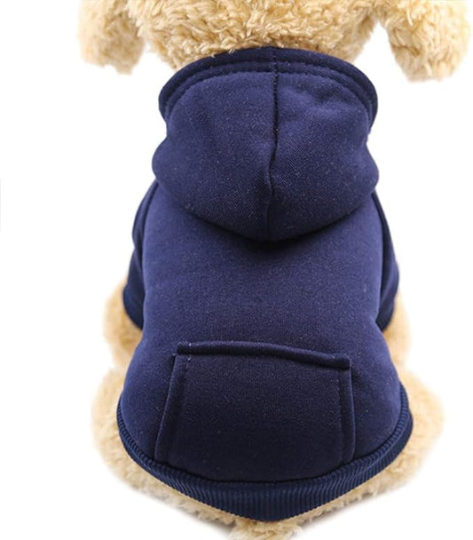 Idepet Pet Dog Hoodies Dog Clothes for Small Dogs Vest Chihuahua Clothes Warm Coat Jacket Autumn Puppy Outfits Cats Dogs Clothing(2XL, NavyBlue)