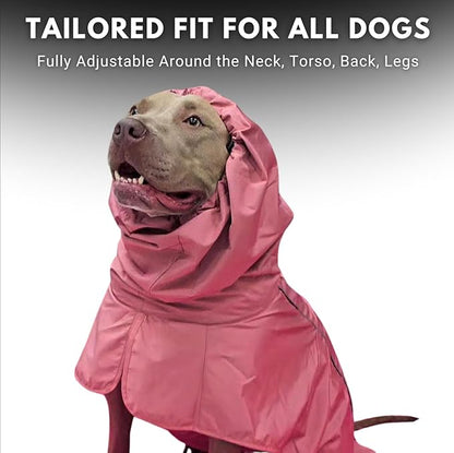 Spark Paws Dog Raincoat, Waterproof Windproof Rain Jacket, for Small Medium Large Extra Large Dogs, Reflective Breathable Full-Body Coverage Dry Suit - Sea Pink, XL