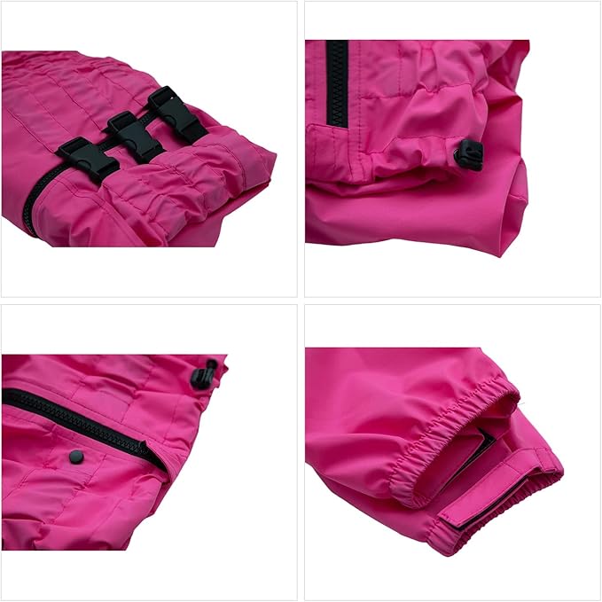 Dogs Waterproof Jacket, Lightweight Waterproof Jacket Reflective Safety Dog Raincoat Windproof Snow-Proof Dog Vest for Small Medium Large Dogs Rosered L