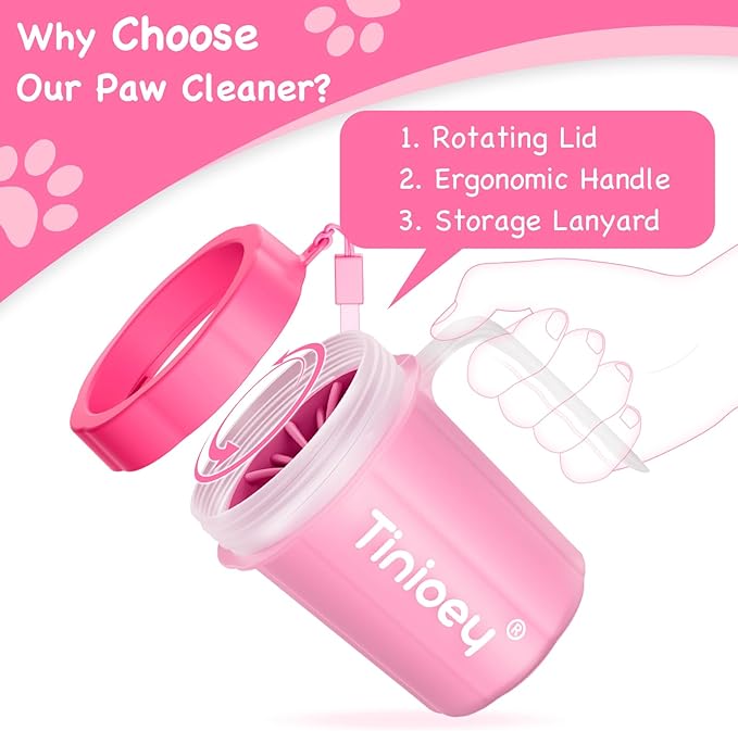 Paw Cleaner for Dogs Medium Small Breed with Handle | Dog Paw Cleaner to Clean Muddy Paws | Dog Foot Cleaner Paw Washer for Dogs & Pets| Dog Feet Washer (Red)