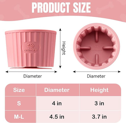 Dog Lick Bowl, Anxiety Relief Dog Licking Mat Freezer Treat Dispenser, Non-Slip Anti-Choking Silicone Slow Feeder Lick Bowl for Small Medium & Large Breed Dogs, BPA Free(Pink,M-L)