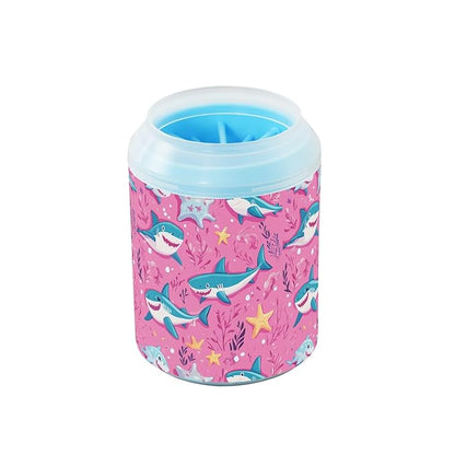 Dog Paw Cleaner Cups for Dogs Pets Foot Washer Paw Scrubber for Medium Small Cats Dogs Cleaning Cup Hot Pink Sharks Starfish and Seaweed