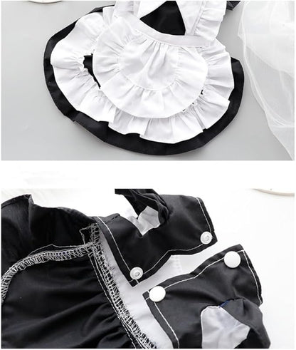 Elegant Princess Lace Dress Tutu Queen Style with Bowknot for Small, Extra Small Dog Teddy, Pug, Chihuahua, Shih Tzu, Yorkshire Terriers M-Black S