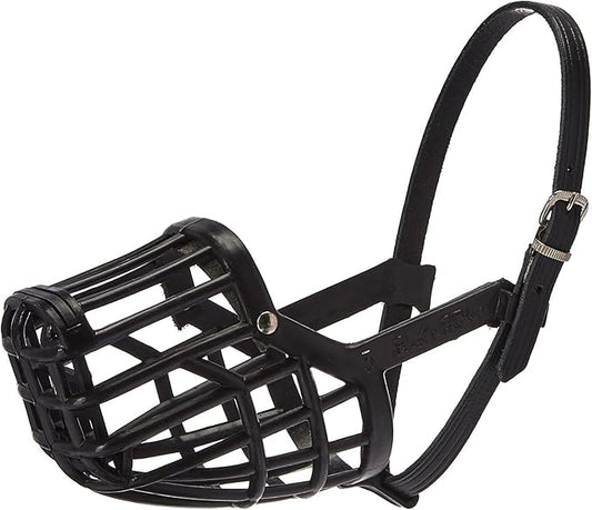 OmniPet Leather Brothers Italian Basket Dog Muzzle, Adjustable Secure Fit, Comfortable Design, Training and Safety, Averts Biting, Prevents Chewing and Scavenging, Perfect for Grooming - Black, Size 9