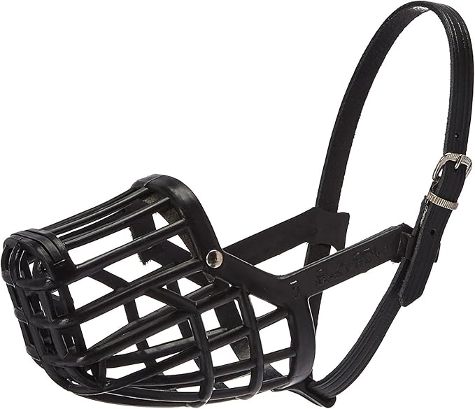 OmniPet Leather Brothers Italian Basket Dog Muzzle, Adjustable Secure Fit, Comfortable Design, Training and Safety, Averts Biting, Prevents Chewing and Scavenging, Perfect for Grooming - Black, Size 6