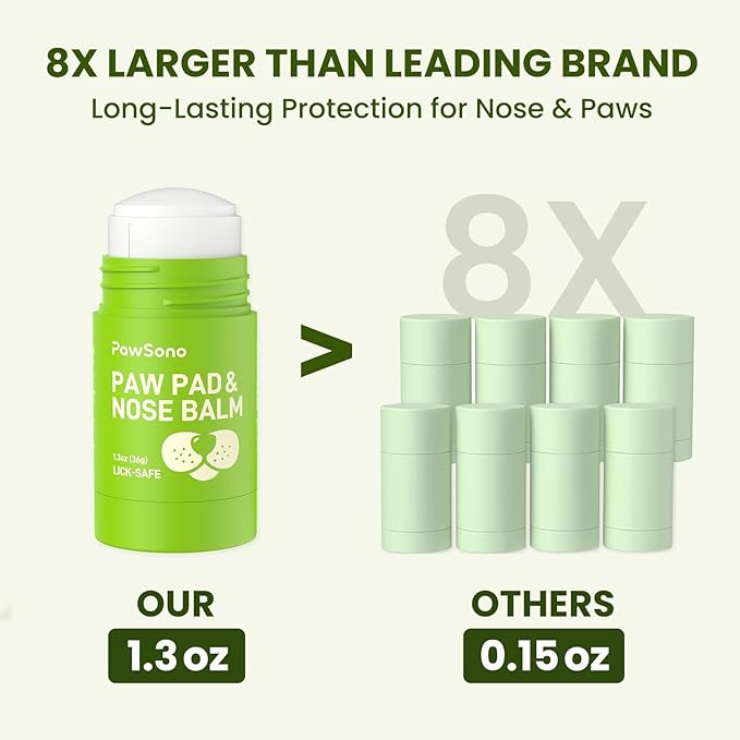 Lick-Safe Dog Paw & Nose Balm with Coconut Oil | Winter Snow, Road Salt & Cold Pavement Protector | All-Natural Moisturizer & Soother for Dry, Cracked Pads & Snout | Horse Hoof, Joint Care