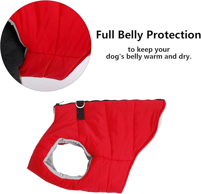 Geyecete Dog Bulldog Clothes Dog Cotton Padded Coat Thick Winter Warm Vest Waistcoat Cold Weather Jacket Clothing for French Bulldog Coat-Red-XL