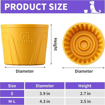 Dog Lick Bowl, Bestalk Anxiety Relief Slow Feeder Dog Lick Mat Treat Dispenser, Non-Slip Dog Licking Bowl Dog Enrichment Toys for Small Medium and Large Breed Dogs, BPA Free Silicone(Yellow,S)