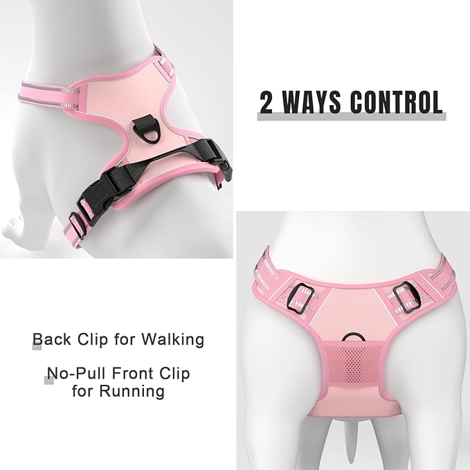 Rnivvi No Pull Dog Harness, Cute Reflective Extra Small Sized Puppy Kitten Harness, Adjustable Soft Padded Vest for Small Dogs, Cats, Heavy Duty Pet Vest with Easy Control Handle for Walking, Pink