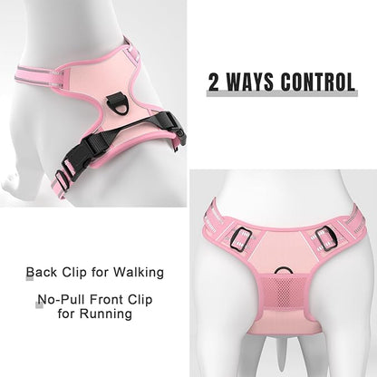 Rnivvi No Pull Dog Harness, Cute Reflective Extra Small Sized Puppy Kitten Harness, Adjustable Soft Padded Vest for Small Dogs, Cats, Heavy Duty Pet Vest with Easy Control Handle for Walking, Pink
