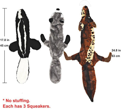 Jalousie 5 Pack Dog Squeaky Toys Three no Stuffing Toy and Two Plush with Stuffing for Small Medium Large Dog Pets (5 Pack)