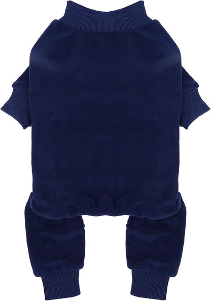 Large Dog Pajamas Winter Fleece Sweaters Cold Weather Dog Onesie Warm Cozy Pjs for Warm Sleep Stretchy Christmas Halloween Pet Jumpsuit 4 Legs Jammies for Dogs Boy, Blue 4XL