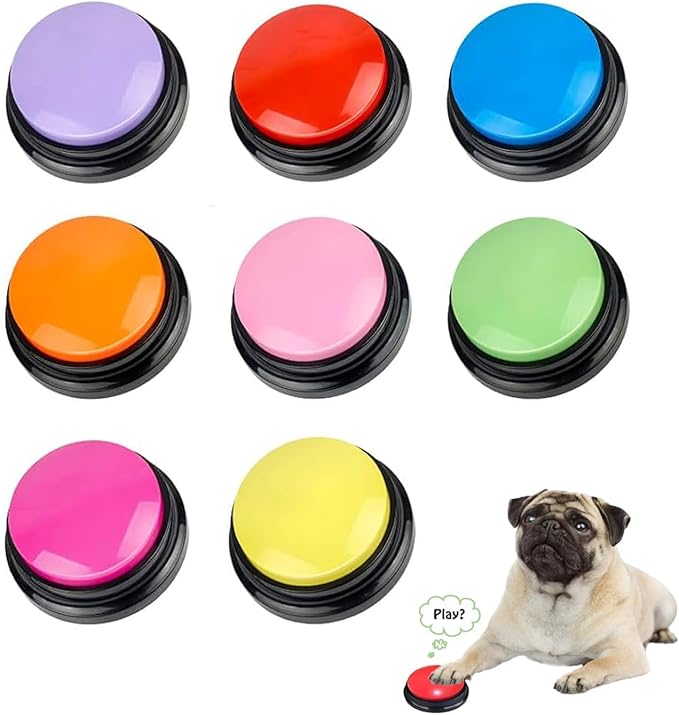 FINEST+ Voice Recording Button for Communication Pet Training Buzzer,30 Second Record&Playback Dog Toy,Voice Recording Clicker for Cat,Puppy,Pet Trainin,Funny Gift for Study Office Home 8Pcs