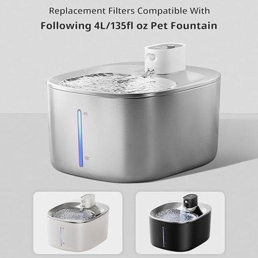 Cat Water Fountain Filter Replacement Pet Drinking Fountain Filters Compatible with 135 fl oz/4L Cat Water Fountain-12 Set Filters with Sponges
