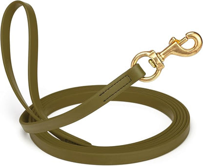 Viper Biothane K9 Working Dog Leash Waterproof Lead for Tracking Training Schutzhund Odor-Proof Long Line with Solid Brass Snap for Puppy Medium and Large Dogs, 15ft Olive Drab Green