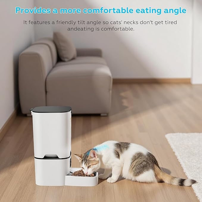 TYM Automatic Cat Feeder, 7L Cat Food Dispenser with 2.4G WiFi, Timed Cats Feeder with APP Control, Auto Pet Food Dispenser for Small Pets, Dogs, Dual Power Supply, Detachable for Easy