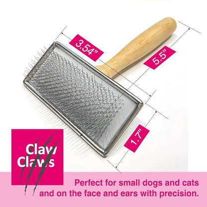 Pet Slicker Brush for Large Dogs, Wooden Handle, Gently Remove Tangled and Mats Hair, Pet Grooming Brush Tool, Sheepskin Wool Carders (3.85")